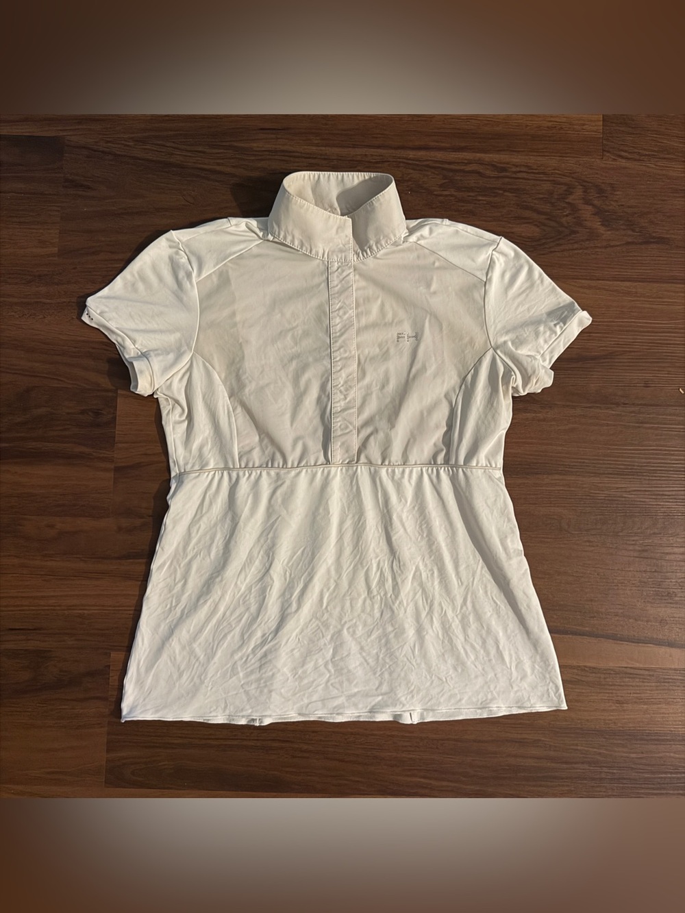 Women’s Small White For Horses Short Sleeve Horseback Riding Show Shirt. Good Co